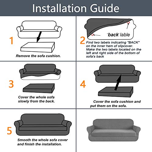 Aujoy Stretch 2-Piece Chair Covers Water-Repellent Dog Cat Pet Proof Couch Slipcovers Protectors (Chair, Gray) #TOP6