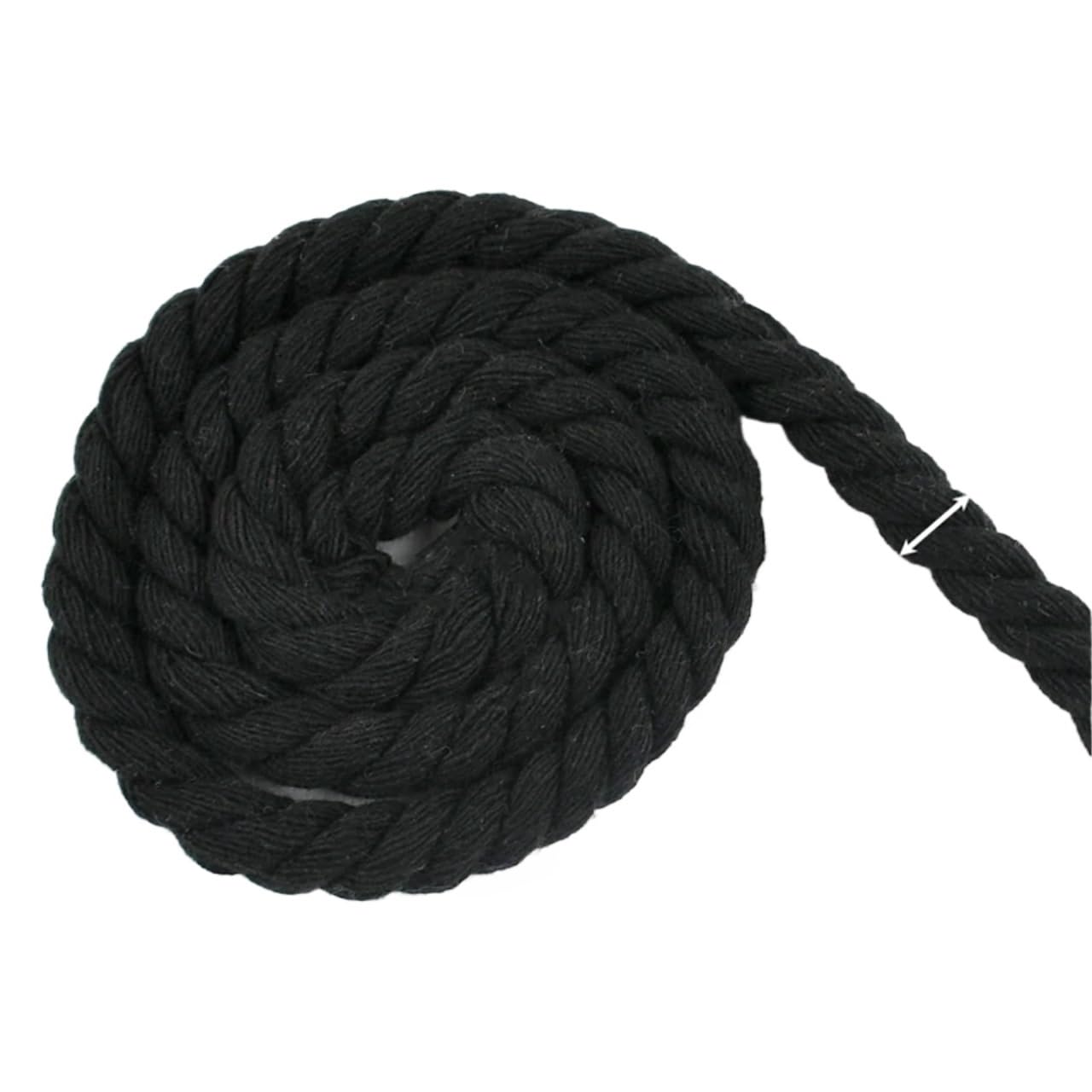 Twisted Cotton Cord 1-5M 5-20mm Black 3 Shares Twisted Cotton Cord Bag Braid Thread Ropes Shoes Knapsack Decor(Black-7mm,2Meters)