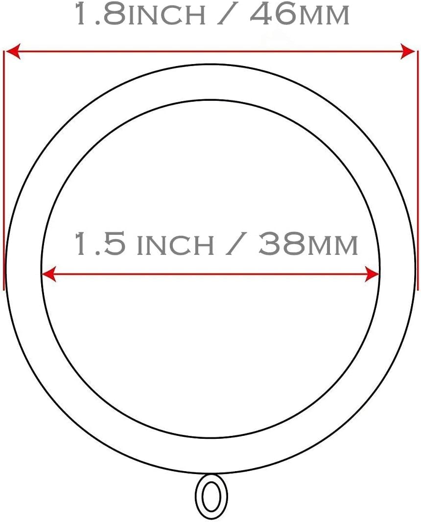 HD6038Q Vorhangringe, Ösenringe, 3,8 cm Innendurchmesser (40, Schwarz)