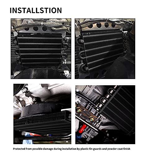 Htracing 4 Pass Tube And Fin Transmission Cooler Universal 5/16" Oil Cooler Kit Aluminium Black #TOP6