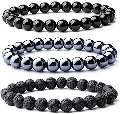 WRCXSTONE Natural 8mm Gorgeous Semi-Precious Gemstones Healing Crystal Stretch Beaded Bracelet Unisex