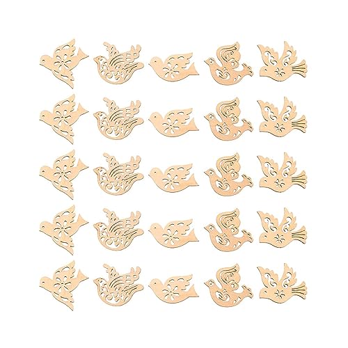 Creaides 50pcs Mini Bird Wood Cutouts