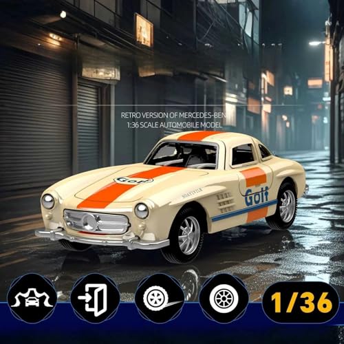 Image of 1:36 Scale Die Cast Mercedez-Benz Alloy Car Toy | Openable Doors | Rubber Tyres | Rear Wheel Pull-Back | Metal Body Model Car | Gulf Racing Edition | Collectible Vehicle for Kids & Adults