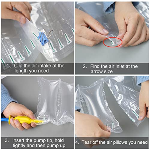 Air Pillows for Packaging 200 Count Inflatable Shipping Air Bags with Pump, Heavy Duty Box Void Fill Bubble Cushioning Wrap Roll, Recyclable Packing Material for Moving, Purse Stuffers for Shape