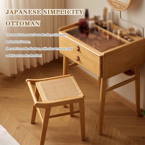 Tabouret de coiffeuse en bambou pouf bas rotin chambre à coucher - 4
