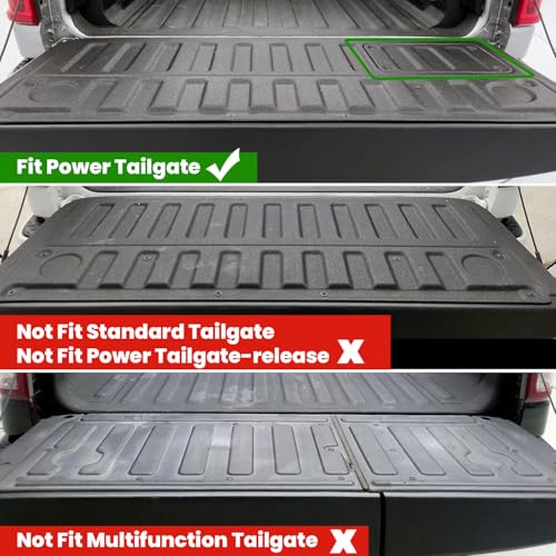 Image of LASFIT Tailgate Mat 2025 2026 for Dodge Ram 1500 Power Tailgate (NOT for Standard Tailgate or Power Tailgate-Release), All Weather TPE Tailgate Protector Liner Replacement Accessories
