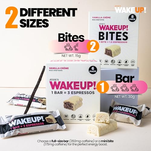 Image of WAKE UP! Caffeinated Vanilla Creme Bars, 3 Espressos, 3 Pack (18 Bars)