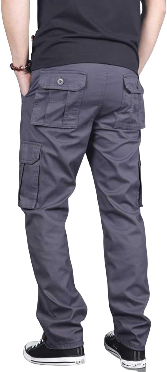 HUNGSON Mens Casual Hiking Pants Cotton Drawstring Fashion Cargo Pants