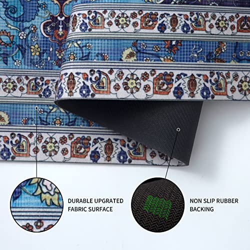 Melajia Kitchen Rugs 3 Piece Set Non Slip Washable Blue Laundry Room Rubber Mat Runners Kitchen Mats For Floor Easy To Clean Low-Profile Runner Rug For Entryway Bathroom Bedroom #TOP2
