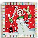 Snowman Christmas Decorations Gifts for Mom Vintage Table Decor Xmas Holiday Serving Platter Bright Colors Glass Plate EXULTIMATE