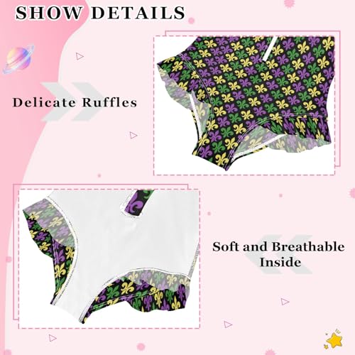 Traje de baño de una pieza con estampado Mardi Gras llamativo y mangas largas de niñas 5