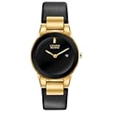 Ladies Eco-Drive Modern Axiom Watch, Black Leather Strap, Black Dial, 2 Hand, Date (Model: GA1052-04E)