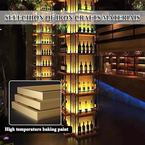Étagère à vin murale en bois rustique pour créer un coin bar avec LED