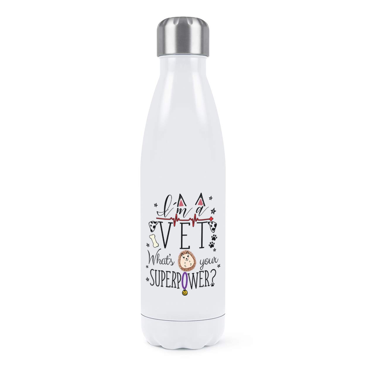 Bouteille isotherme acier inoxydable double paroi gourde sport blanche 500ml