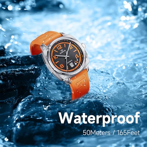 marvin Swiss Mens Watches Automatic Mechanical Watch for Men with Rubber Strap,50M Waterproof,42MM Sapphire Glass Black Dial Luxury Men's Wrist Watches4