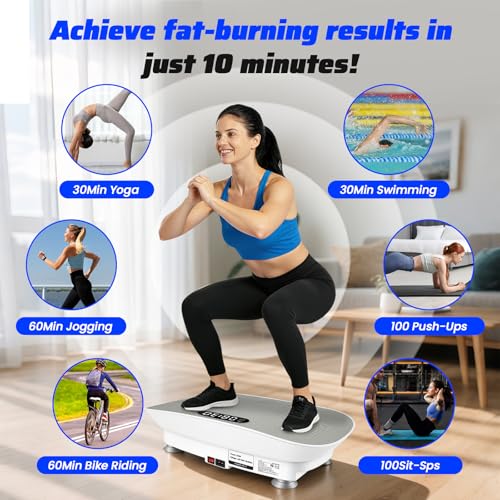 Image of Vibration Plate Exercise Machine, 10 Auto Programs & 10 Manual Levels Vibration Platform for Weight Loss /Lymphatic Drainage, 450lbs Capacity Vibration Board with Resistance Bands for Full Body Workout