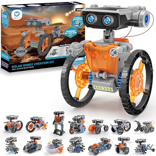sillbird solar robot building kit stem gift for boys aged 8-13 15-in-1 diy science educational robotic toy for kids teens birthday powered by the sun or battery with 212 pieces
