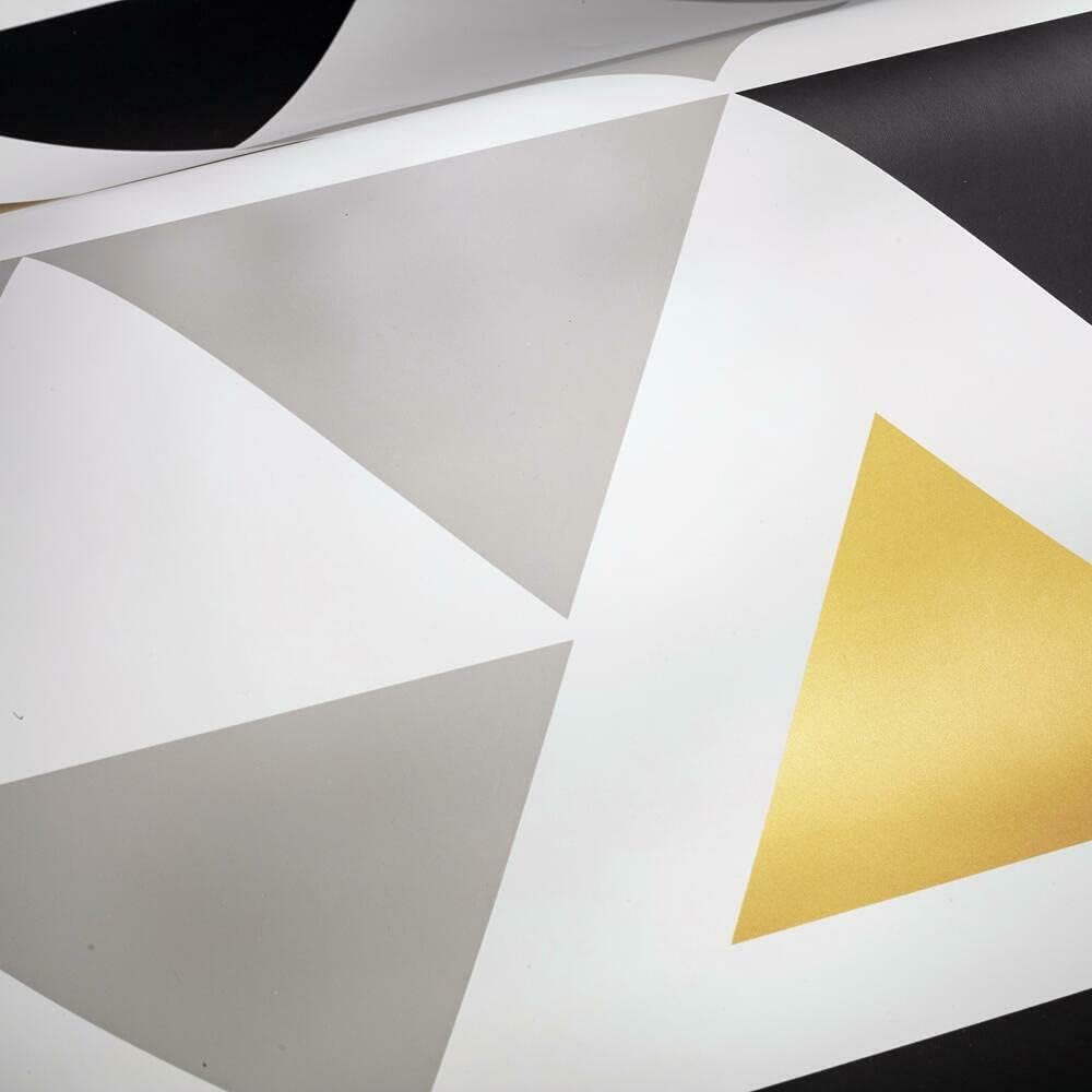 RoomMates RMK9055WP Metallic Gold Geometric Triangle Peel and Stick Wallpaper