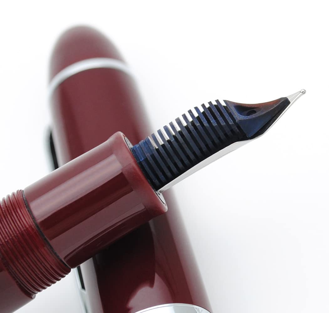 JINHAO X159 Resin Fountain Pen with Ink Converter (Fine Nib, Silvery Clip-Wine Red) - Image 3