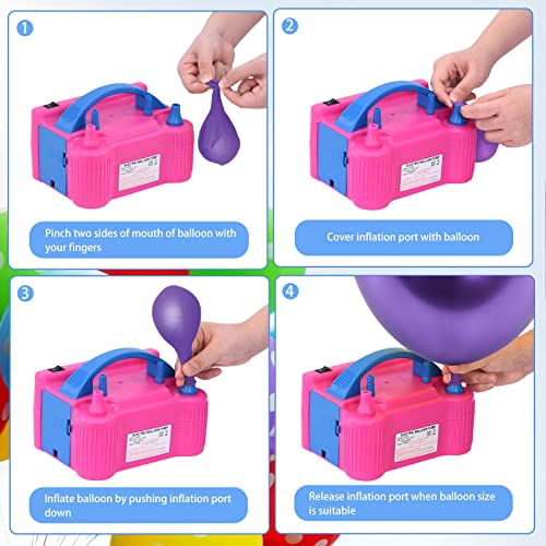 Balloon Pump Electric,Portable Dual Nozzle High Power(110V~120V, 600W),Air Balloon Inflator For Birthday Party Supplies Decoration(Gifts: 2 Tying Tools, 10 Balloons) #TOP2