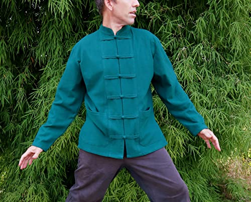 Image of RaanPahMuang Thick Muang Cotton Chinese Jacket Shirt Mandarin Frog Button Front