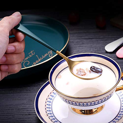 Spoons, 18/10 Stainless Steel Round Head Spoons, Modern and Fashionable Thick Short handle 304 Stainless Steel Korean Spoon, Used for Soup, Grain, Dessert, Fruits, Milk Tea, Coffee, Set of 4