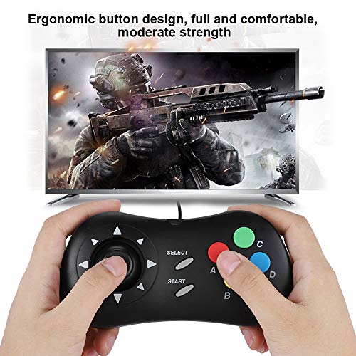 Mini Wired Gamepad Game Console Controller for SNK NEOGEO Gamepad Wired(Black)