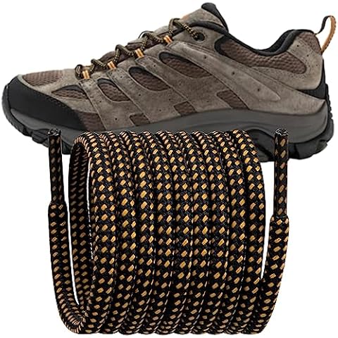 Endoto Shoelaces for Merrell Moab Boots Replacement Round Shoe Laces Hiking Running Shoes Strings(Color:Black&YellowCombo,Size:44Inch) Cover