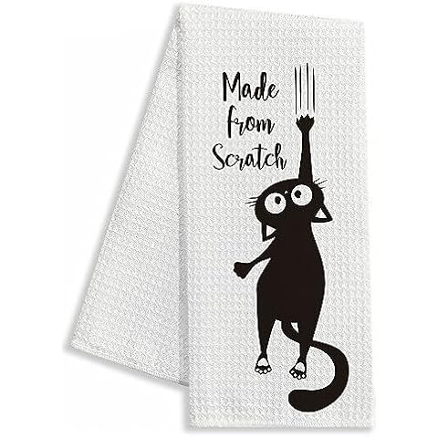 zcyhtqp Made from Scratch,Funny Kitchen Towels,Funny Dish Towels with Sayings,Dish Towels for Kitchen Decor,New Home Housewarming Gifts,Chef Gift,Cat Kitchen Towel,Cat Lover Gift,Cat Mom Cover