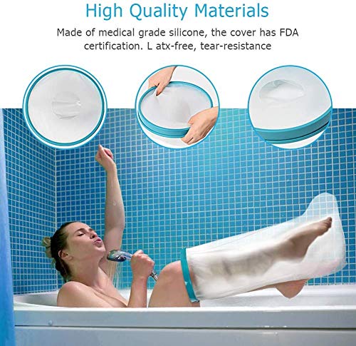 Doact Waterproof Adult Leg Cast Cover for Shower Bath, Cast Protector Keep Cast Bandage Dry, Watertight Cast Bag for Wound Knee Foot Ankle Orthopedic Boot - Full Leg Size 41 Inches