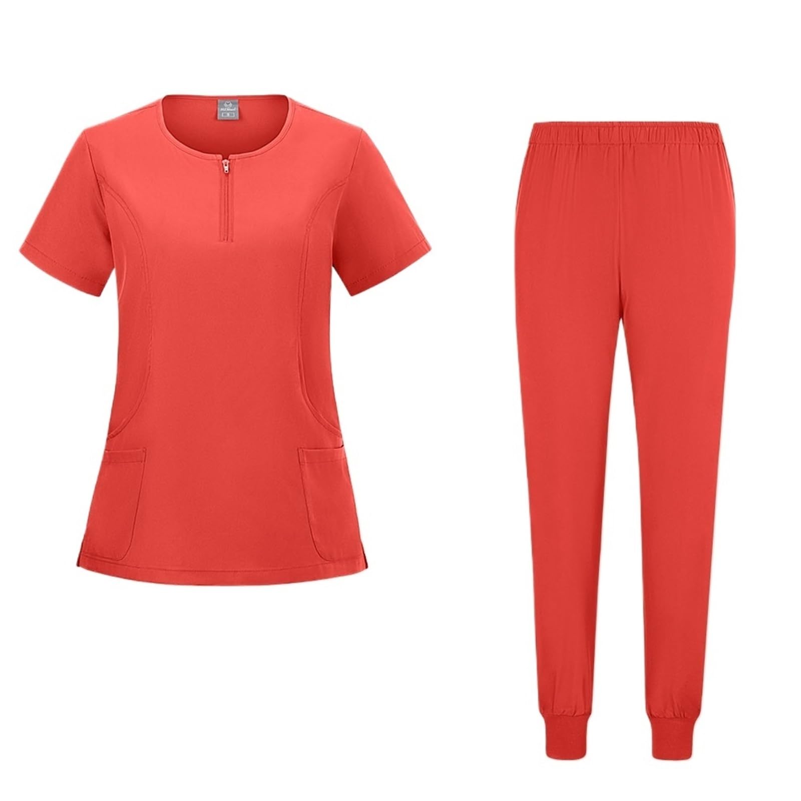 AHUFGN Nurse Scrubs Women Hospital Dental Clinic Doctor Nurse Sets Uniforms Medical Surgeon Costume Pediatric Nursing Clothes Work Suit(Orange,L)