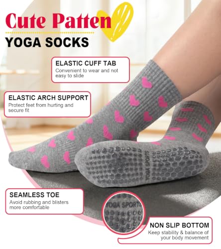 Image of yeuG Pilates Grip Socks for Women Yoga Slouch Socks with Grip for Barre Knee High Boot Socks Long Scrunch Slipper Socks