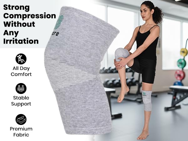 Miniatura 7 de Rodillera de carbón de bambú, rodillera de compresión de bambú para hombres y mujeres, desgarro de menisco, deportes, alivio del dolor en las