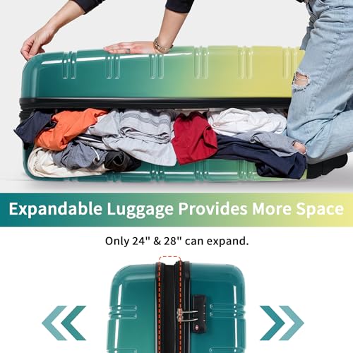 Gradient Color 3 Piece Luggage Set PC Expandable Hardside 360° Spinner wheels With Lock Suitcase Lightweight 20" 24" 28"4