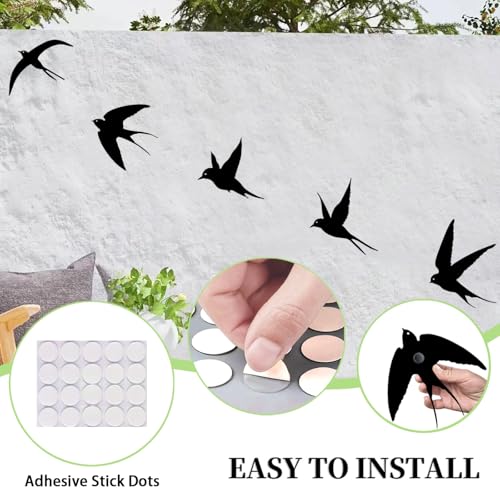Miniatura 3 de Luccyle 6pcs Pájaros Negros Arte De Pared De Metal Decoración Golondrina Metal Colgante Exterior Pájaro Decorativo Escultura De Pared Para Casa Patio Salón Baño Jardín