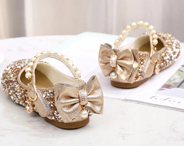 Girls Mary Jane Sequin Dress Shoes Toddler Cute Wedding Party Flat Shoes4