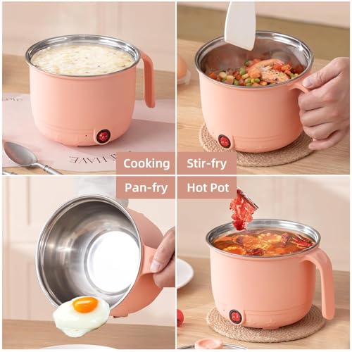 Image of Electric Mini Cooking Pot, 1.5L, Non-Stick Interior Multipurpose Electric Kettle with Ceramic Coating 1.2L|Boil, Steam, Fry, Saute|Multi Cooker kettle for Water,Milk,Egg, Tea,Soup,Coffee