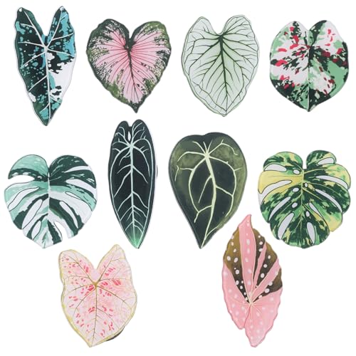Qianyu 10 imanes frigorífico hojas decorativas verdes y rosas