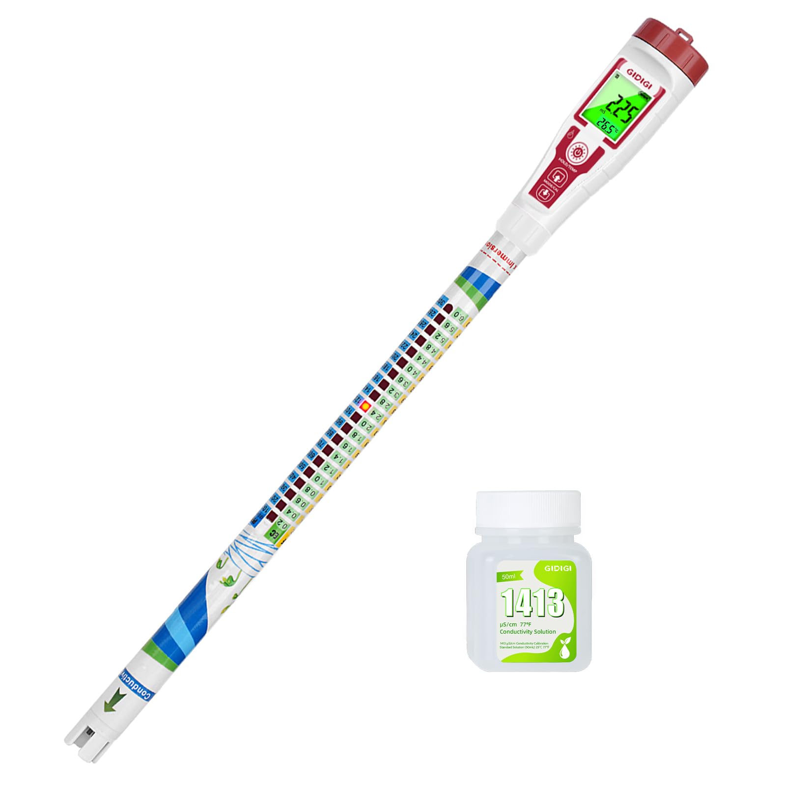 GIDIG Testeur de Nutriments PPM Meter Hydroponics TDS Meter Testeur D'eau Numérique (EC/PPM500/PPM700/CF) Compteur Hydroponique avec Indicateur S'applique à DWC de Testeur de Conductivité