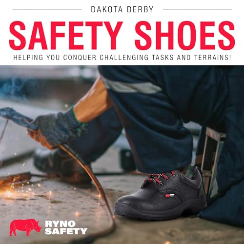 Image of Dakota Derby Black Safety Shoes for Men | Low Cut Genuine Leather Safety Shoes Light Weight with Ankle Length | Multi-Purpose Footwear | BIS Industrial Safety Shoe with Steel Toe Cap
