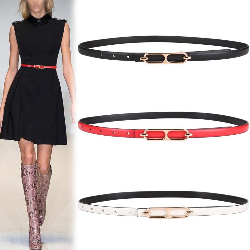 Cowhide Thin Belt Women's Decorative Dress Shirt With Suit Coat Sweater Jeans Belt(white-Dinosaur Doodle4)3