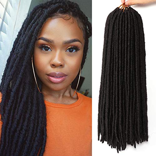 7 Packs Dreadlocs Faux Locs Hair Extensions 18 Inch Straight Goddess Locs Black Synthetic Crochet Hair Soft Crochet Braids (18 Inch, 1B#)
