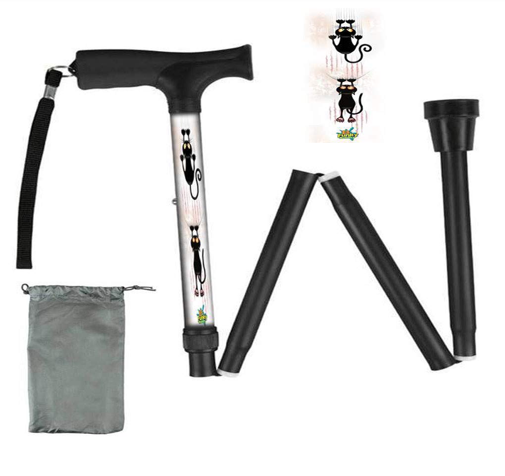 Foldable Walking Cane Cat Scratch Collapsible Lightweight Travel BFunkyMoblity