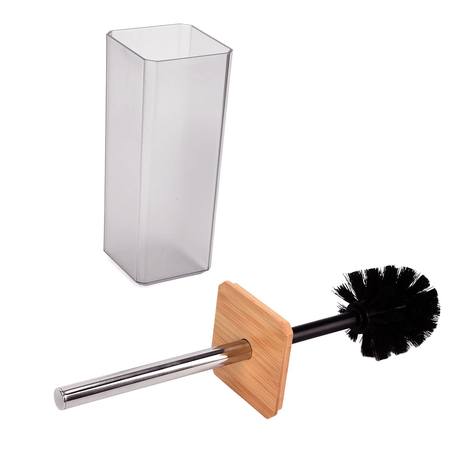 Cocoarm Juego de Accesorios de Baño de bambú, Juego de Baño de 7 Piezas con Caja de ABS, Soporte para Cepillo de Dientes, Escobilla de, Bandeja para Bote de Basura para el Hogar, Hotel, (Gray)