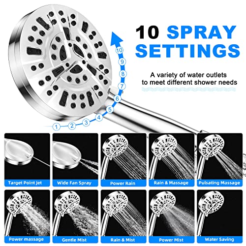 Set de regadera manual 10 modos con manguera 59" y soporte miniatura 2