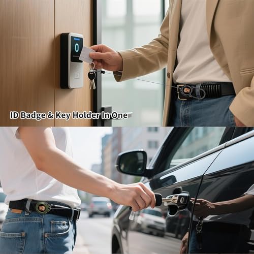 Porte-clés rétractable avec mousqueton multifonction robuste en acier - 6