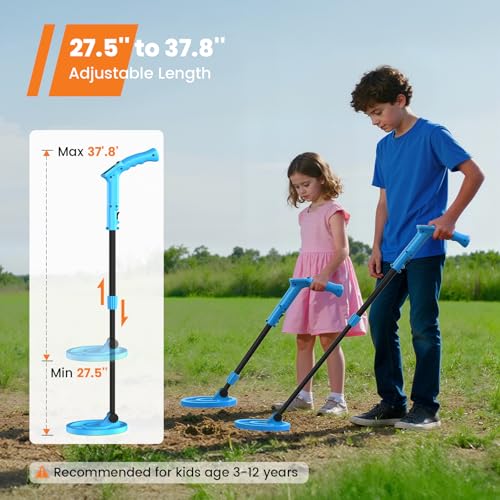 Image of GoGonova Metal Detector, Adjustable 27.5 inch - 37.8 inch Metal Detector for Kids with LED Display, Lightweight Kids Metal Detector Kit with 6.8 inch Waterproof Search Coil, Gift for Boys & Girls, Blue