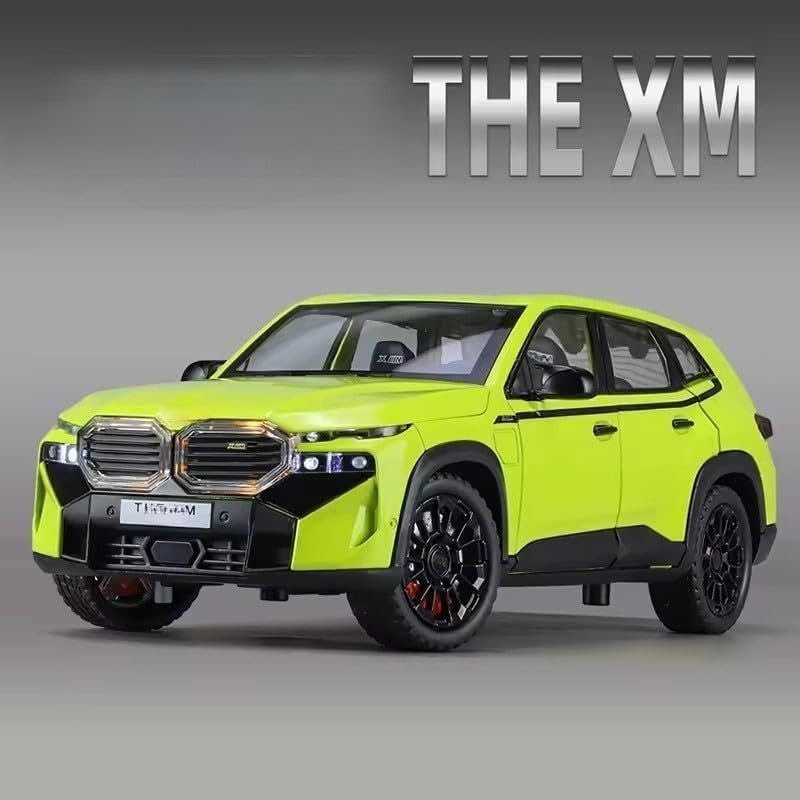 Image of 1:24 B-M-W XM Diecast Metal Pull Back Car with 6 Openable Doors with Sound and Light Toy Decoration car Best Gift Toys for Kids (1:24 B-M-W XM - Green)