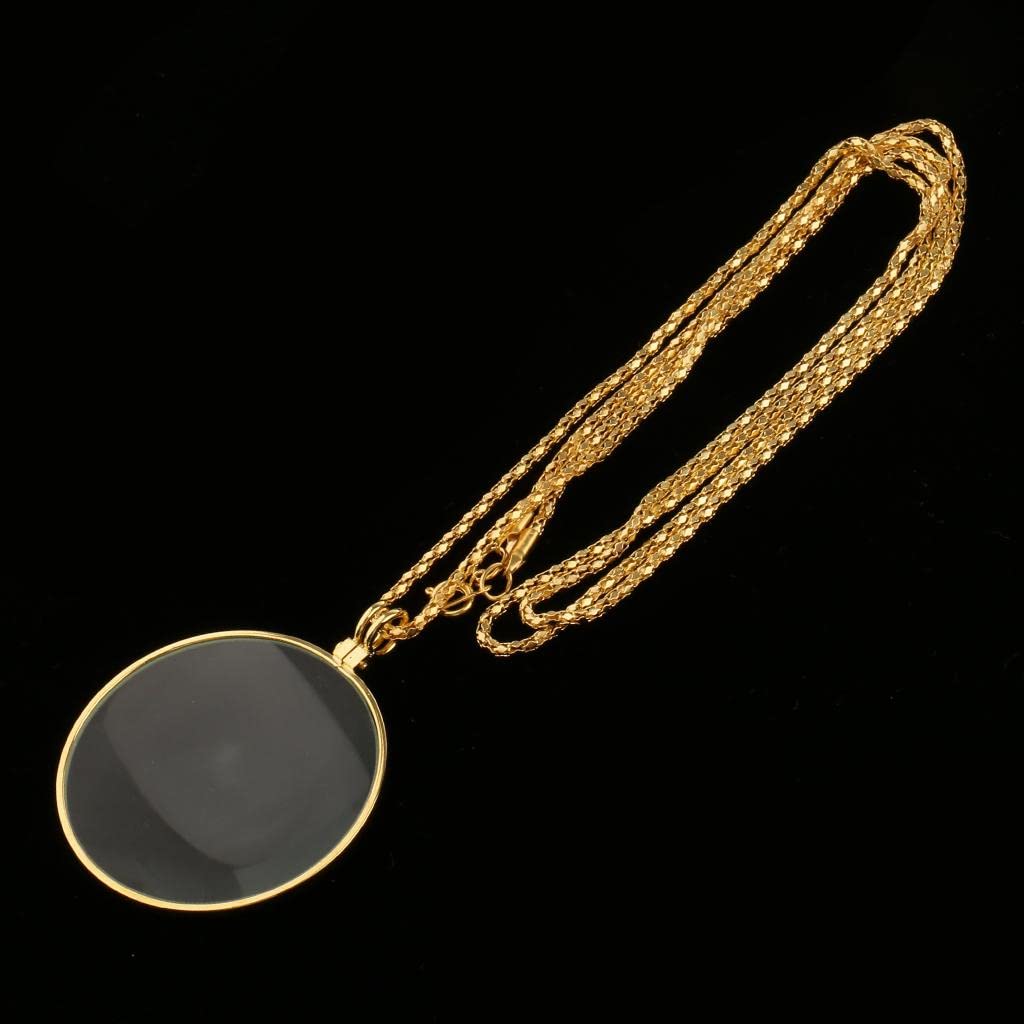 Necklace Chain with 6X Loupe for Maps, Gold, 5X