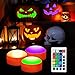 SOLLED Pumpkin Lights with Remote Control and Timers,RGBW Color Changing Jack-O-Lantern Battery Operated Lights for Halloween Decor,Flickering Flameless Candle for Pumpkin Decoration,3 Pack